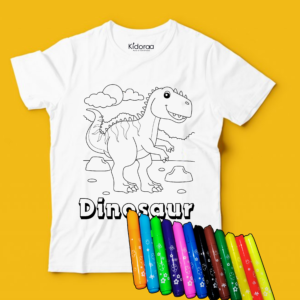 DinosaursWhite Printed T-shirt by Kidoraa (2-6 years)