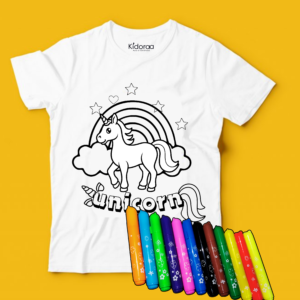 Unicorn White Printed T-shirt by Kidoraa (2-6 years)