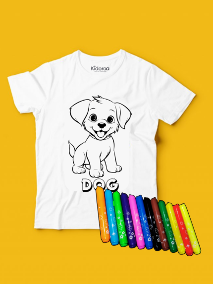 Dog White Printed T-shirt by Kidoraa (2-6 years)