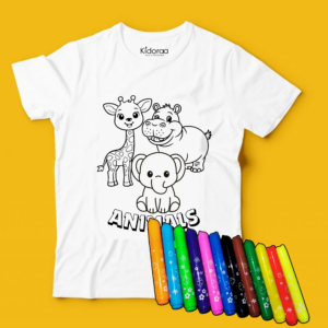 Animal White Printed T-shirt by Kidoraa (2-6 years)